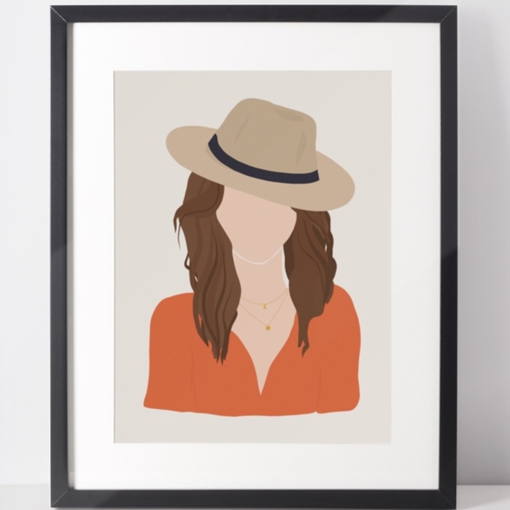 Wall Art Abstract Bohemian Woman Print Illustration Unframed